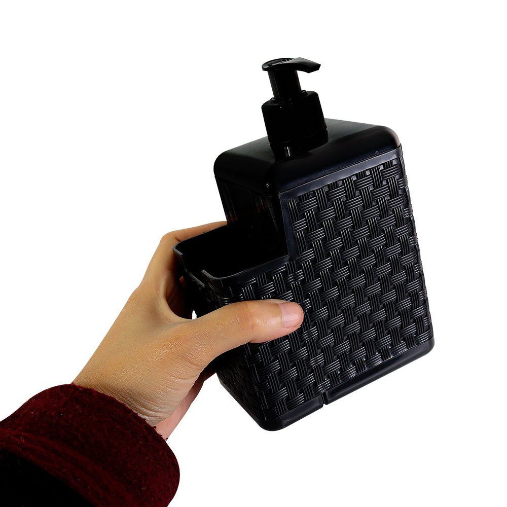 Porta Detergente E Esponja Com Bico Dosador Rattan Preto