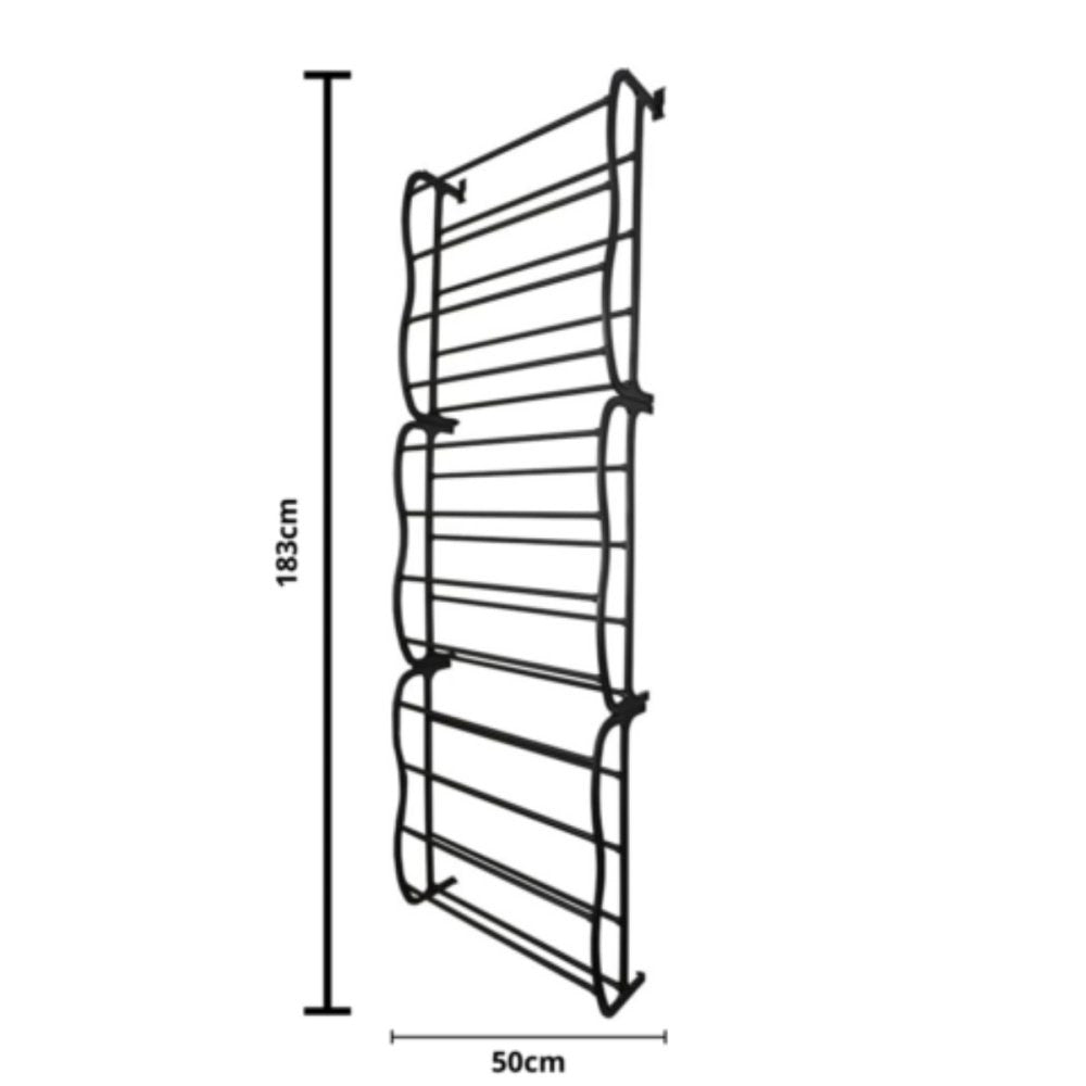 Sapateira Vertical de Parede e Porta para 36 Pares Preta