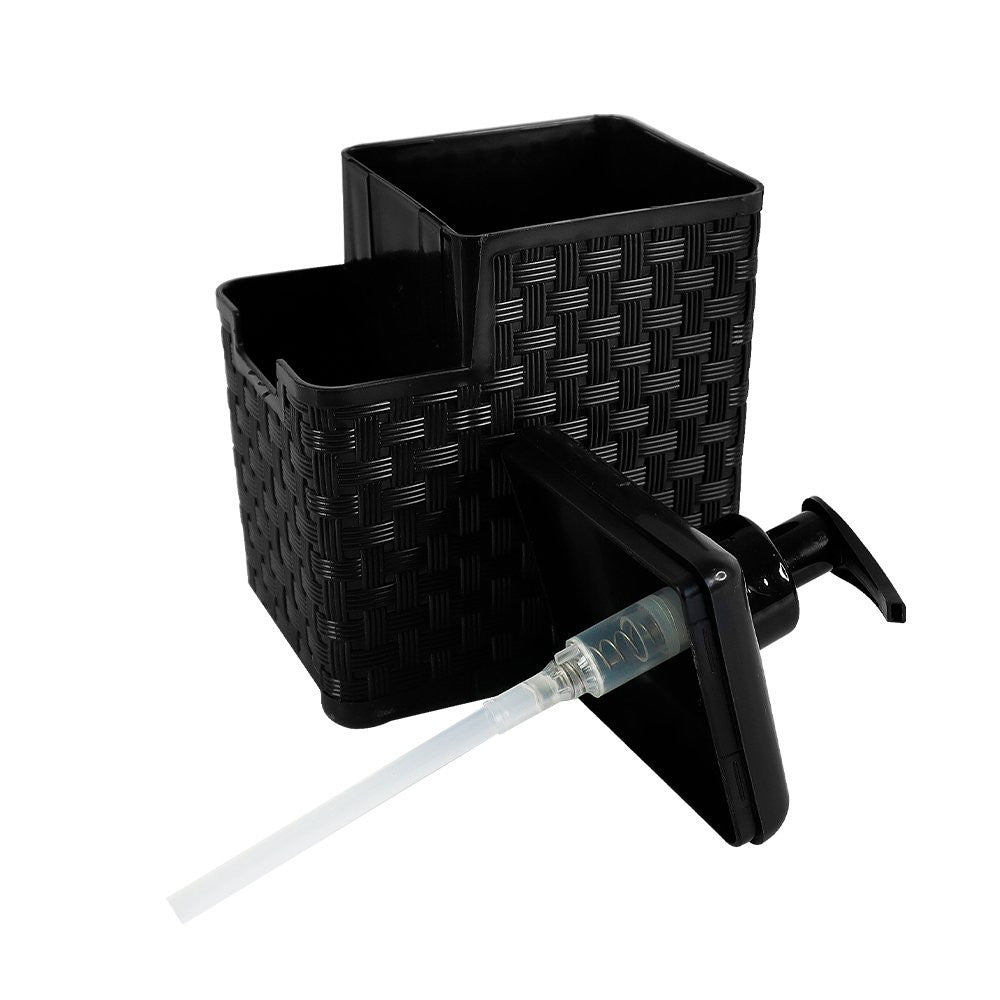 Porta Detergente E Esponja Com Bico Dosador Rattan Preto