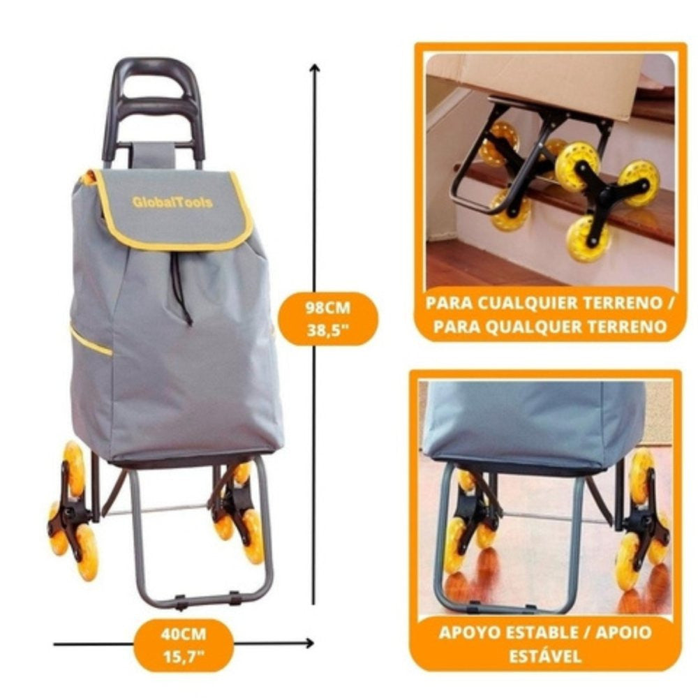 Carrinho de Carga 3 Rodas 40Kg Sobe Escadas