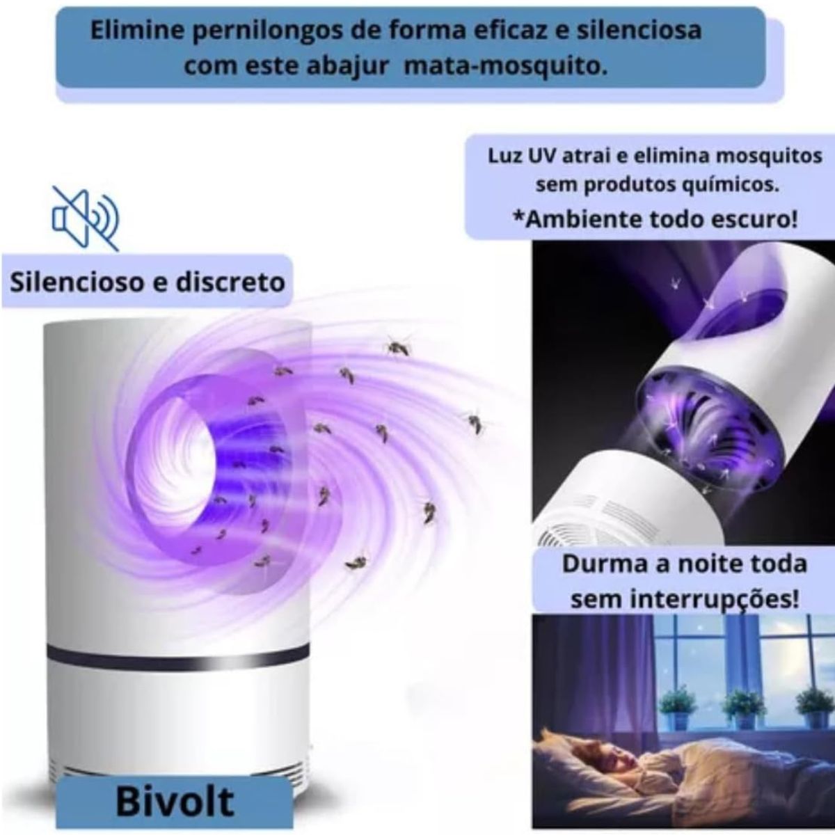 Abajur Luminária Mata Matadora De Moscas Mosquitos Pernilongos Abajour Led Anti Insetos