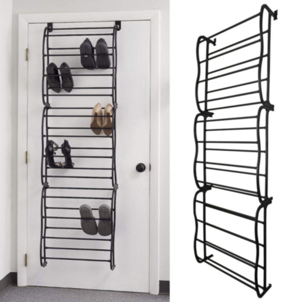 Sapateira Vertical de Parede e Porta para 36 Pares Preta