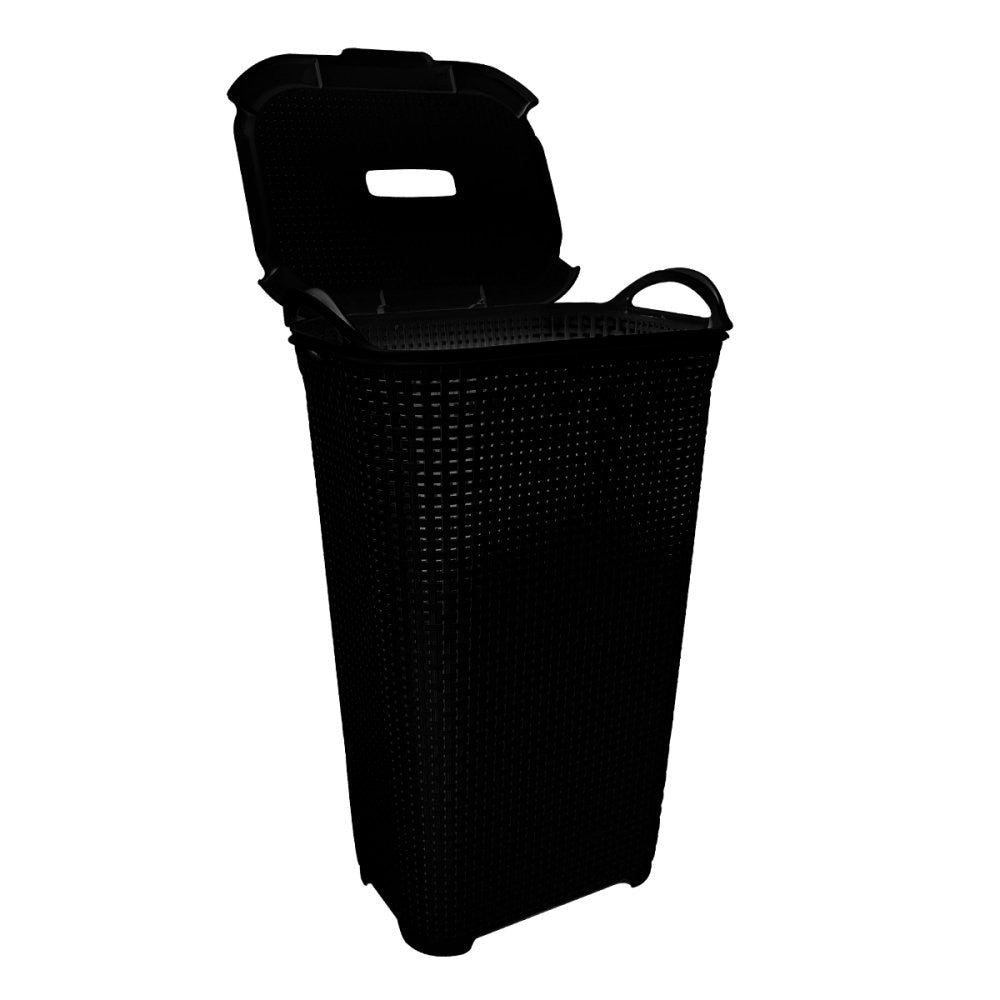 Cesto Rattan Tampa Basculada Preto 50 litros