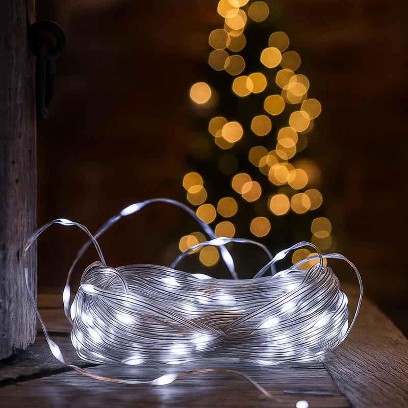 Cordão Pisca Piscal Led Linha 30M com Lampadas Formato Gota 110V 8 Modos Iluminação Natal Casamentos