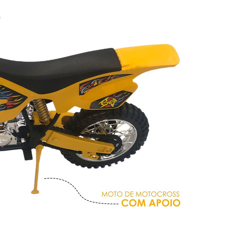 Moto de Motocross de Brinquedo com Apoio - Amarelo - Presente Park