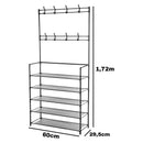 Estante Sapateira 5 Prateleiras com Ganchos Organizador de Calçados e Tênis Modular Desmontável