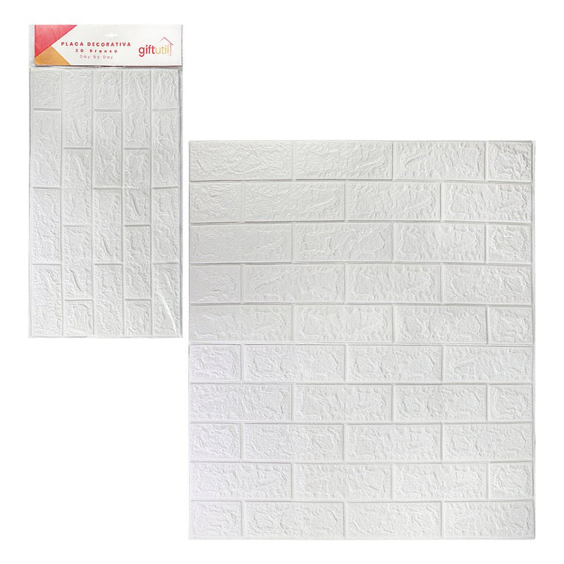 Placa Decorativa Papel de Parede Texturizado Branco - Presente Park