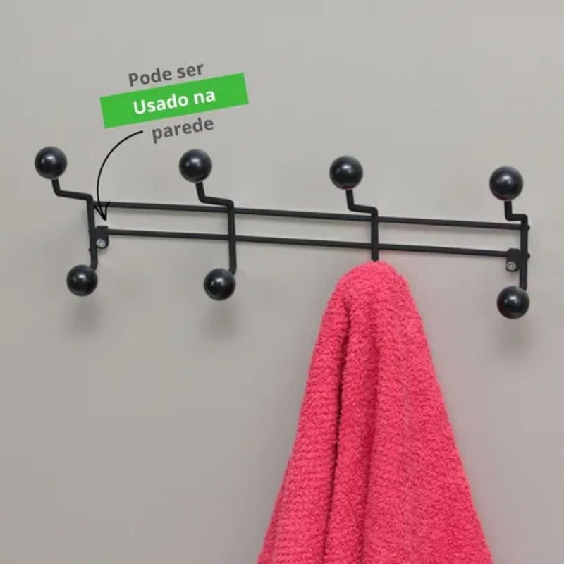Organizador Cabideiro de Parede Porta com 8 Ganchos Suporte para Pendurar Roupas Toalhas Bolsas