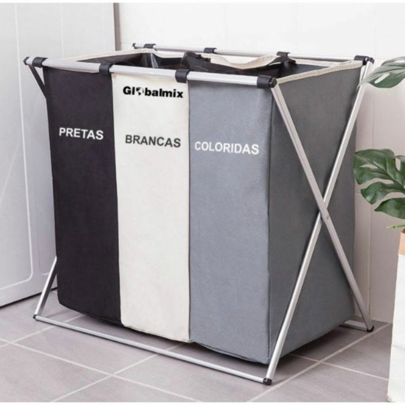 Cesto de Roupas Multiuso com 3 Compartimentos - Presente Park