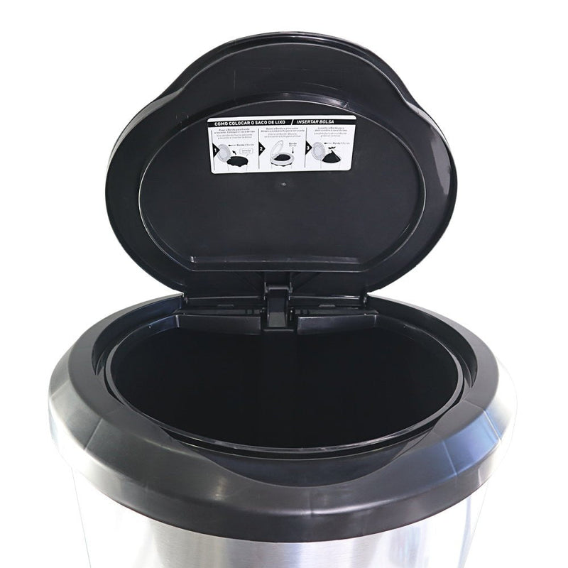 Lixeira com Pedal Label Prata 20 Litros - Presente Park