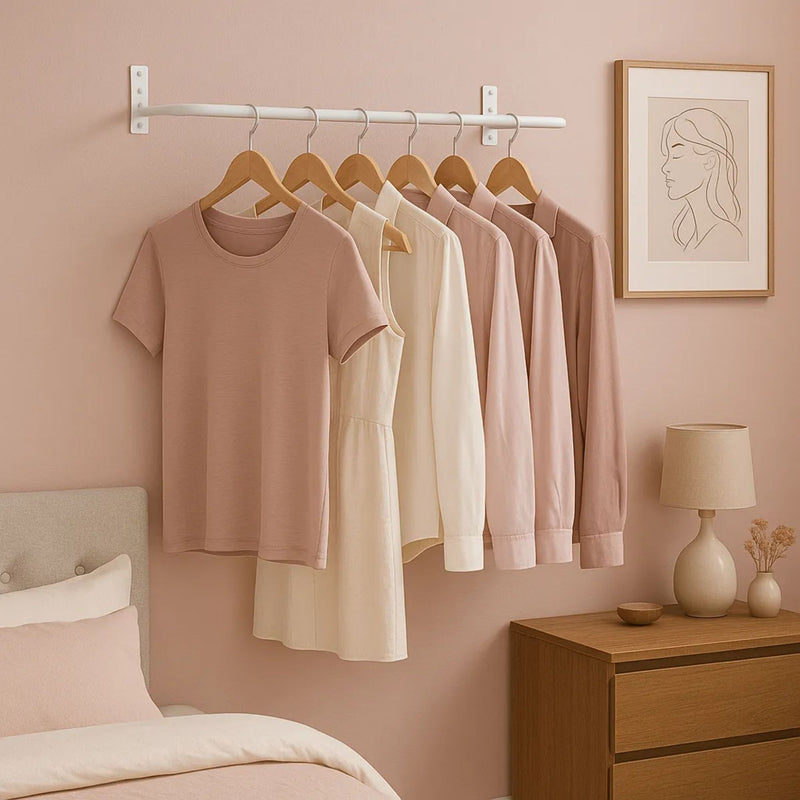 Kit 2 Arara Cabideiro de Parede 1 Metro Reto Ferro Expositor de Roupas para Loja Closet