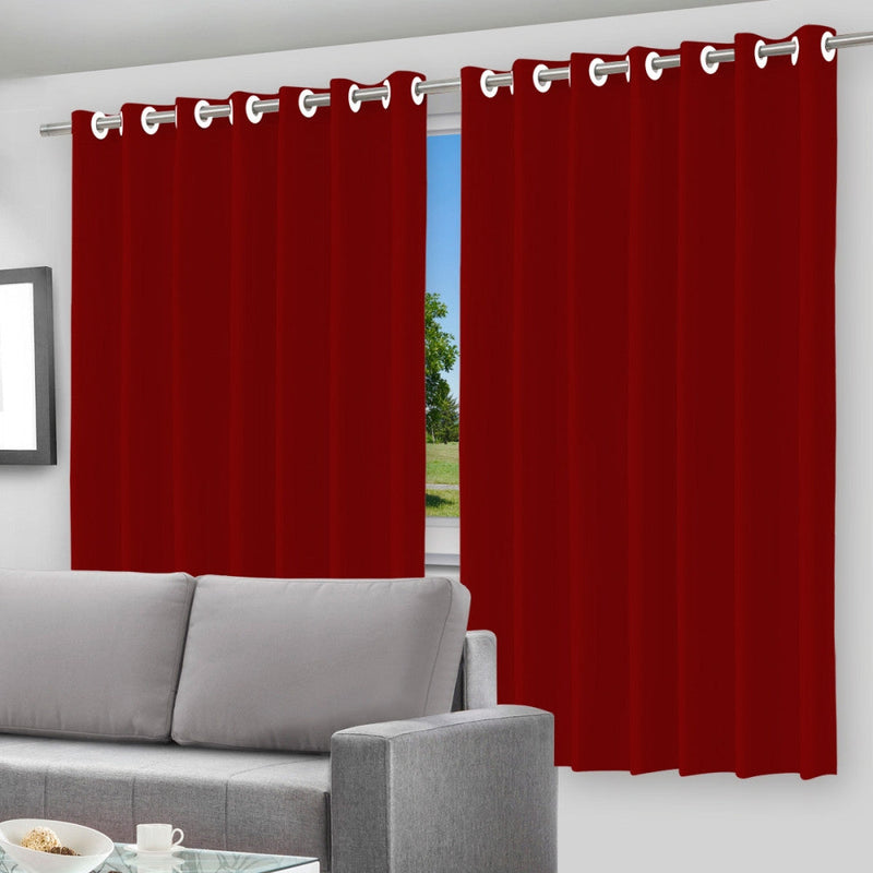 Cortina Blackout com Forro 2 em 1 Voil Vermelho com ilhos - 280x220cm - Presente Park