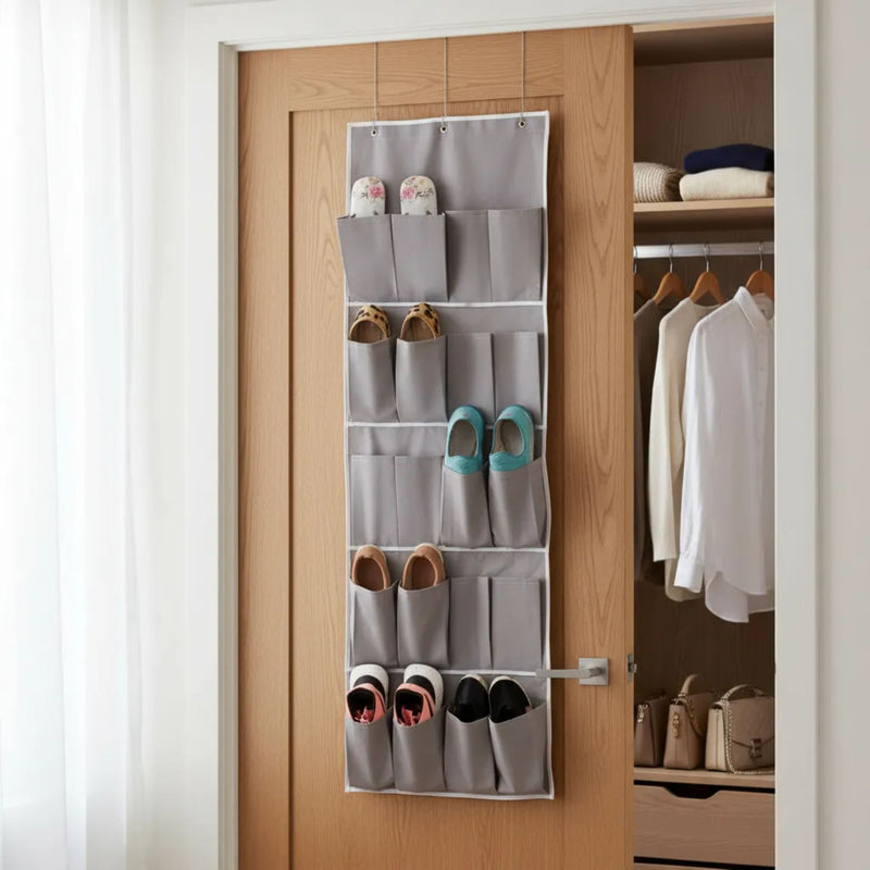 Sapateira Suspensa para Porta Organizador de Sapatos Vertical com 20 Bolsos 10 Pares Multiuso