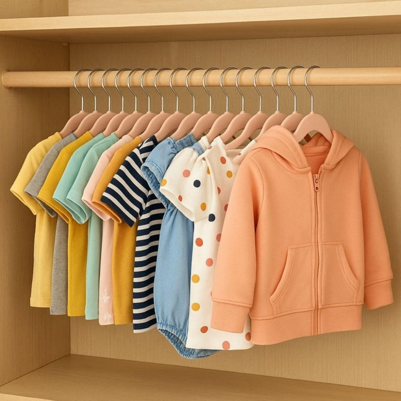 Kit 100 Cabide Infantil de Veludo Antideslizante Slim Ultrafino para Roupa Calça Camiseta de Bebe