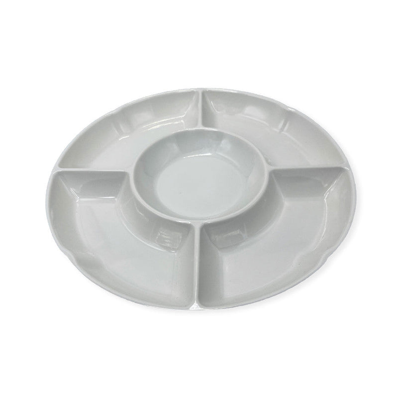 Petisqueira Redonda 5 Divisórias Frios Queijo E Doce Churrasco 30cm - Presente Park