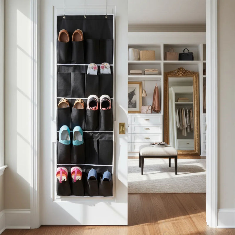Sapateira Suspensa para Porta Organizador de Sapatos Vertical com 20 Bolsos 10 Pares Multiuso