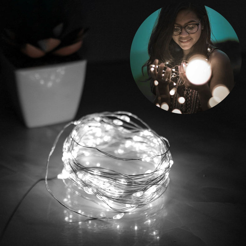 Cordão Pisca Pisca Led Fio de Fada 100L 10M a Pilha Iluminação Natal Casamentos Festas