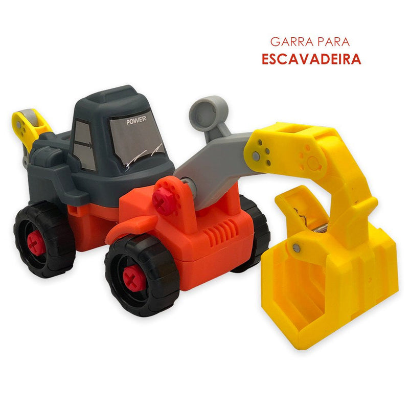 Kit Trator Escavadeira Guincho e Rolo 3 em 1 com Parafusadeira - Presente Park