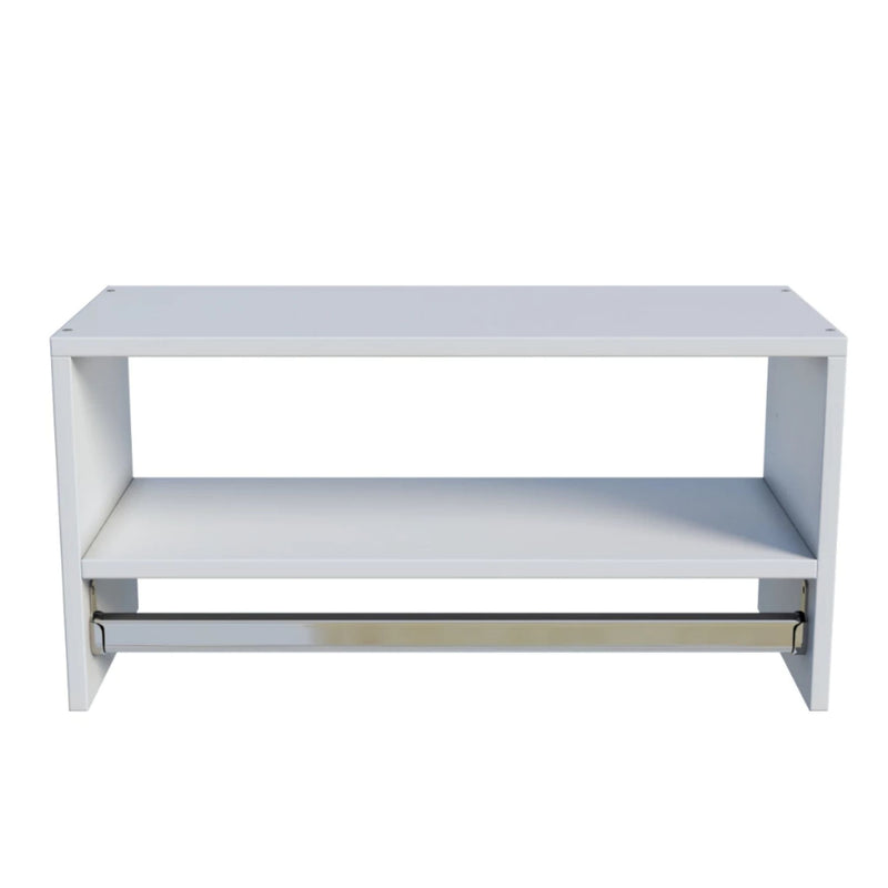 Cabideiro Arara de Parede para Roupas 60cm com Nicho Madeira MDF Metal Quarto Closet Loja