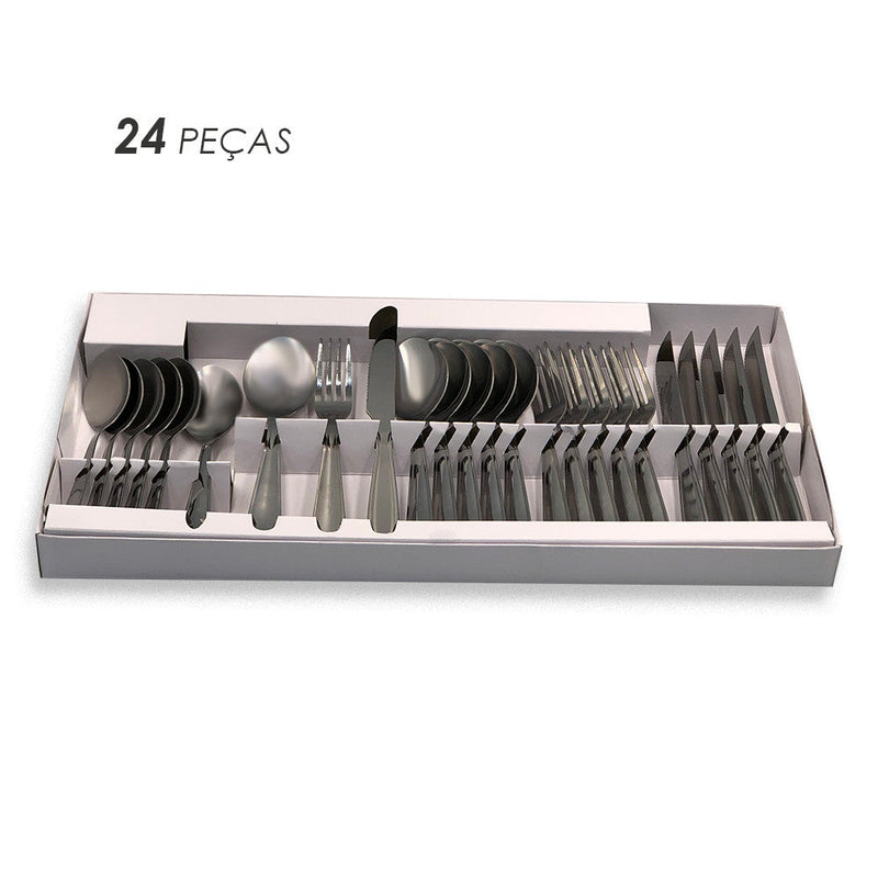Conjunto de Talheres em Aço Inox 24 Peças - Presente Park