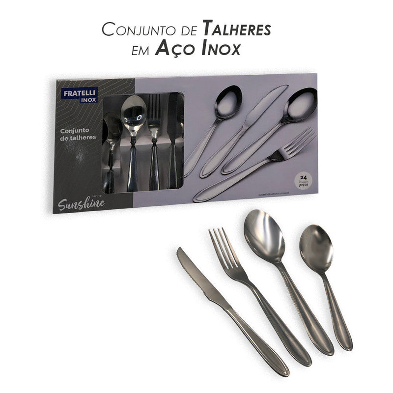Conjunto de Talheres em Aço Inox 24 Peças - Presente Park