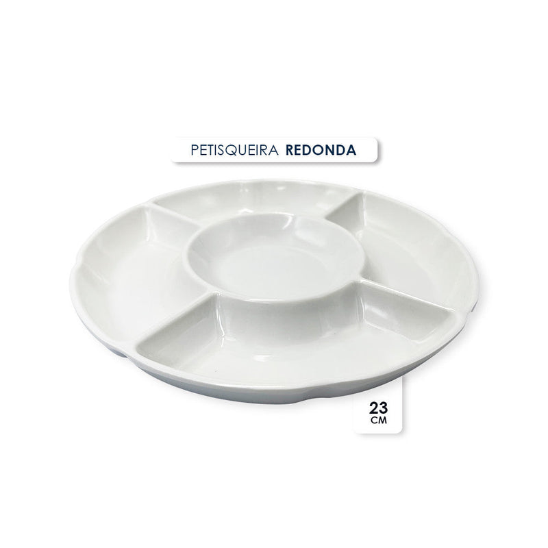 Petisqueira Redonda 5 Divisórias Frios Queijo E Doce Churrasco 23cm - Presente Park