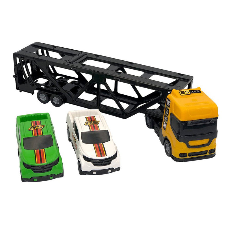 Mini Cegonheiro de Brinquedo com 2 Carrinhos - Amarelo - Presente Park