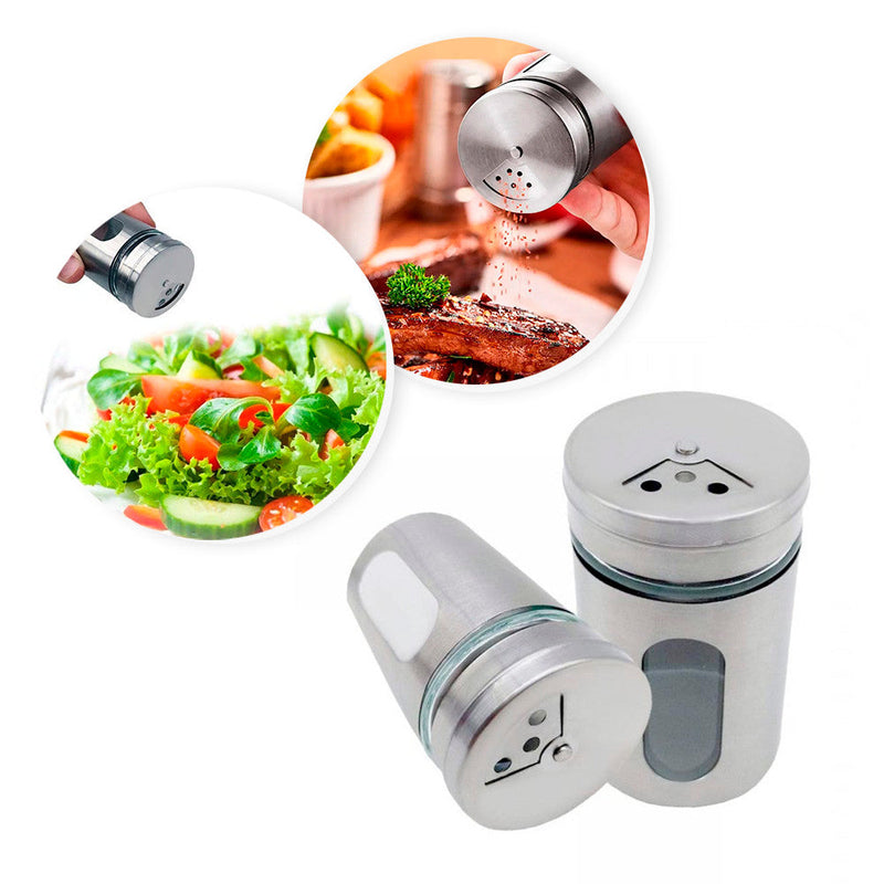 Porta Tempero Saleiro Pimenteiro Inox Regulagem - Presente Park