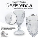 Jogo 6 Taças Diamond 330ml Vidro Reforçado Bico de Jaca Luxo para Água Vinho Suco