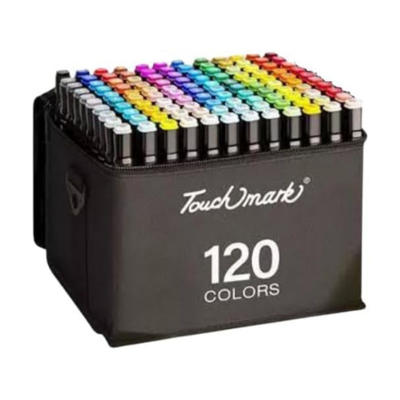 Kit 120 Canetinhas Coloridas Touch 120 Cores Com Ponta Dupla e Estojo Canetas Marcadores Coloridos Para Desenho Colorir - Presente Park