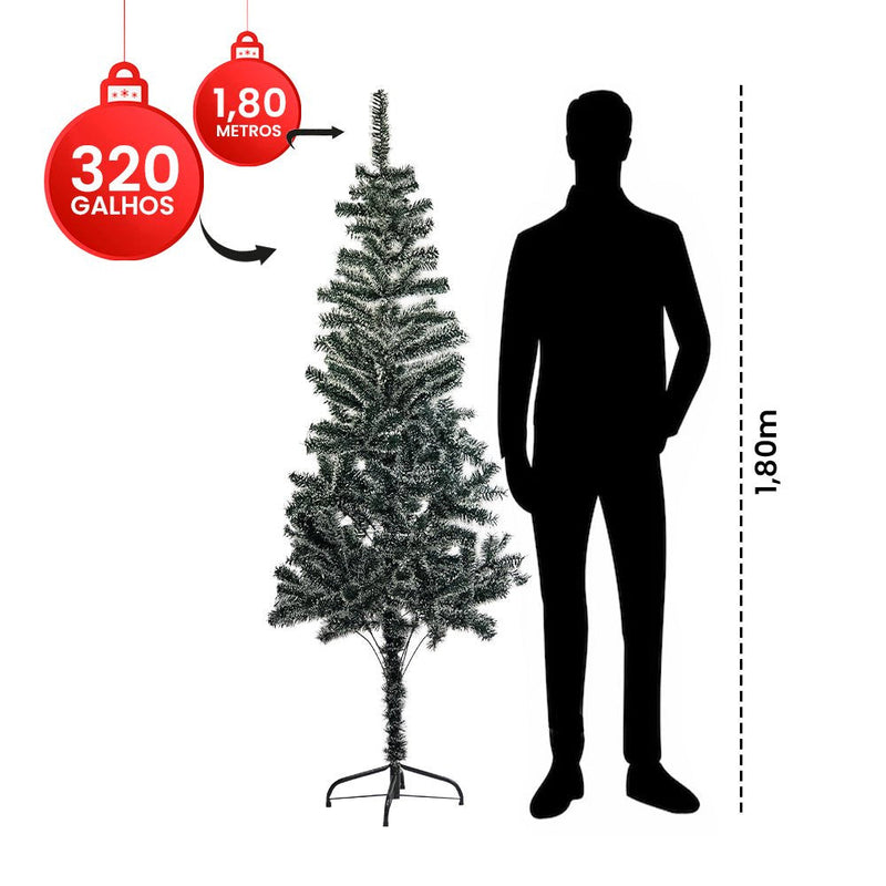 Árvore Pinheiro De Natal Luxo Verde Nevada 1,80m 320 Galhos - Presente Park