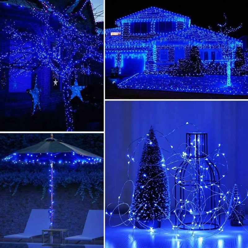 Cordão Pisca Pisca Led Linha 10M Lampadas 8 Modos Fio Crystal Formato Gota Natal Ano Novo