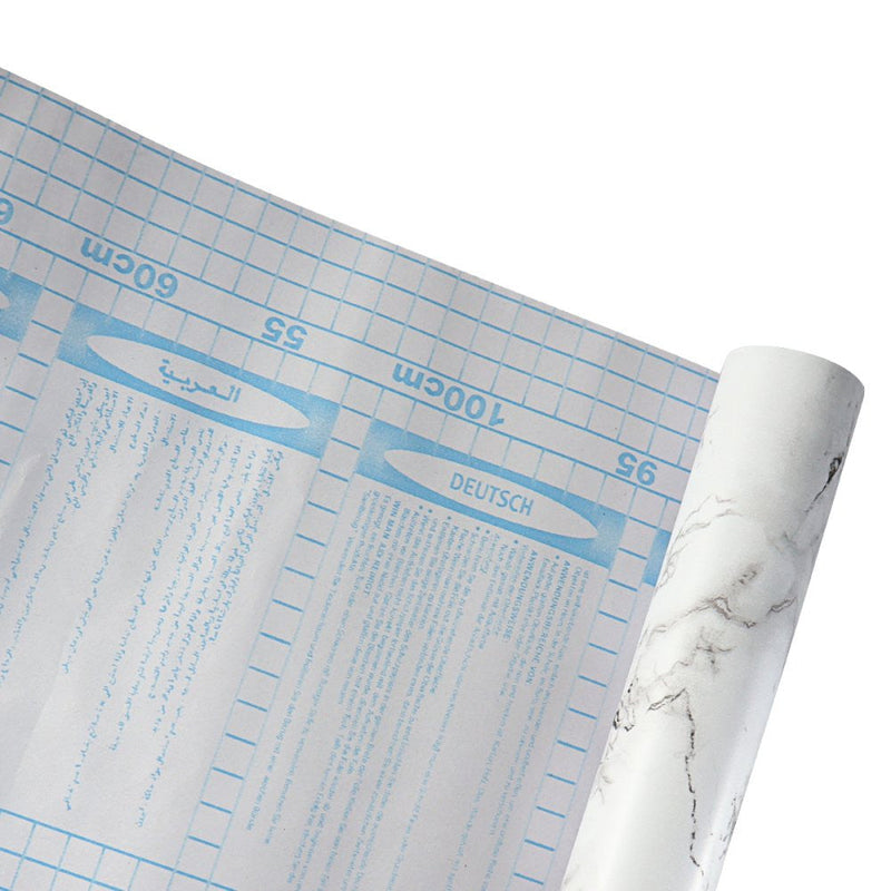 Papel de Parede PVC Marmorizado Preto e Branco - Presente Park