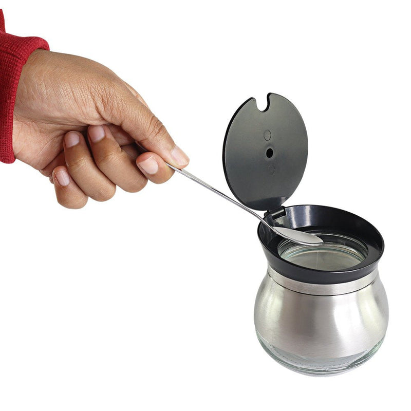 Açucareiro com Colher de Aço Inox e Fundo de Vidro - Presente Park