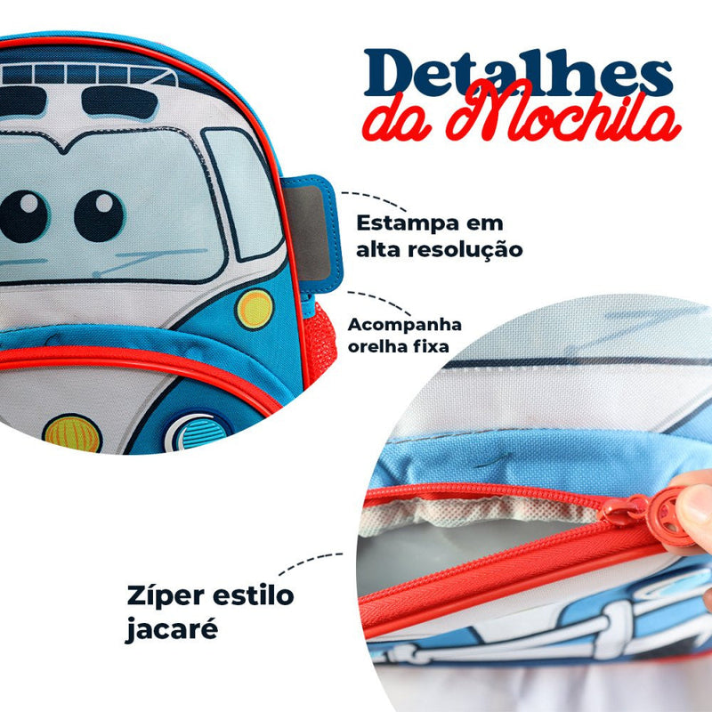 Mochila Infantil Com Alças - Fusca Policia - Presente Park