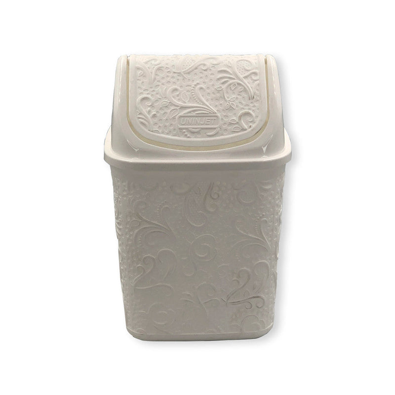 Cesto de Lixo Basculante Renda Floral 4,5 litros Branco - Presente Park