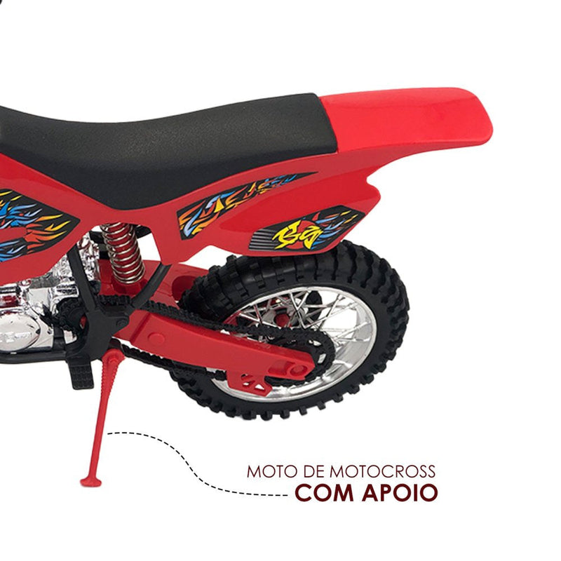Moto de Motocross de Brinquedo com Apoio - Vermelho - Presente Park