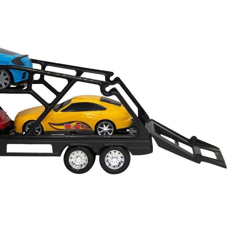 Caminhão Cegonheira Grande com 3 Carrinhos - Amarelo - Presente Park