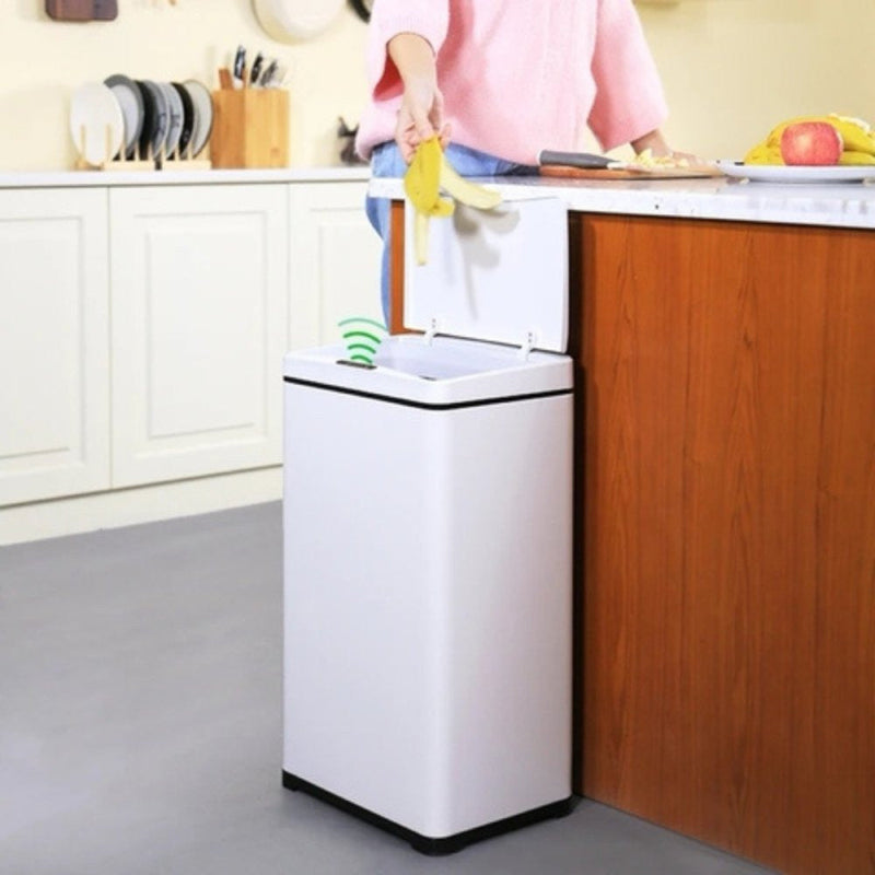 Lixeira Automática Retangular 50 Litros com Sensor Branca - Presente Park
