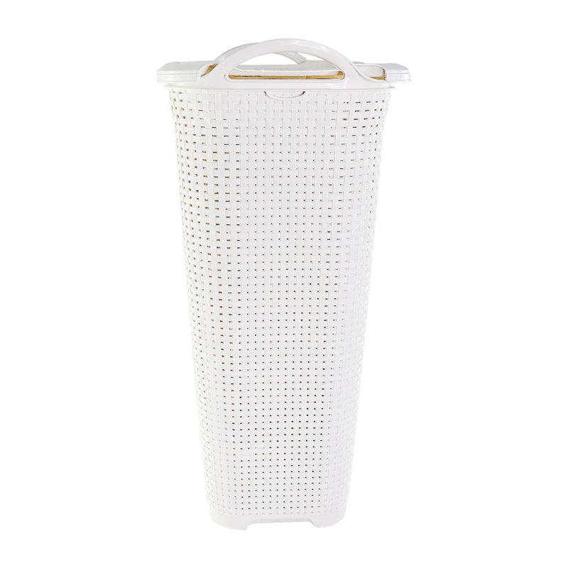 Cesto Rattan Tampa Basculada Branco - Presente Park