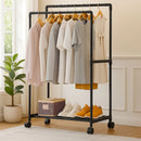 Cabideiro Duplo Arara de Roupas Móvel com Rodinhas Multiuso para Quarto Closet