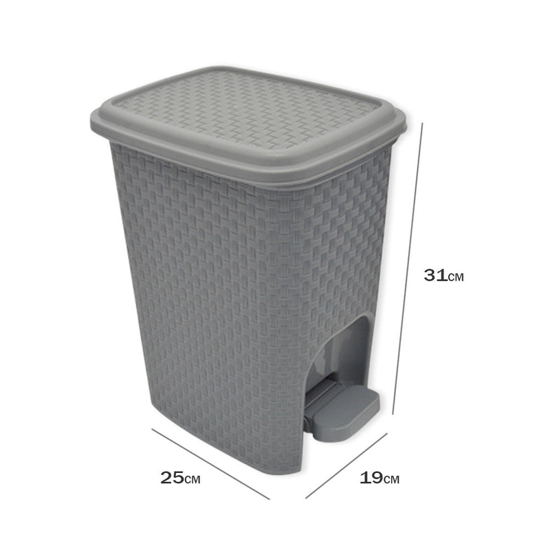 Lixeira com Pedal Trama Rattan 7 litros Cinza - Presente Park