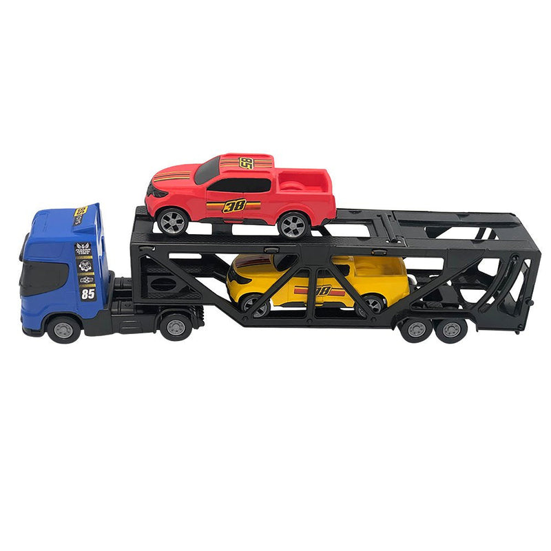 Mini Cegonheiro de Brinquedo com 2 Carrinhos - Azul - Presente Park