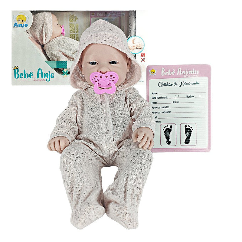 Boneca Bebê Reborn Anjo Com Macacão e Acessórios - Presente Park