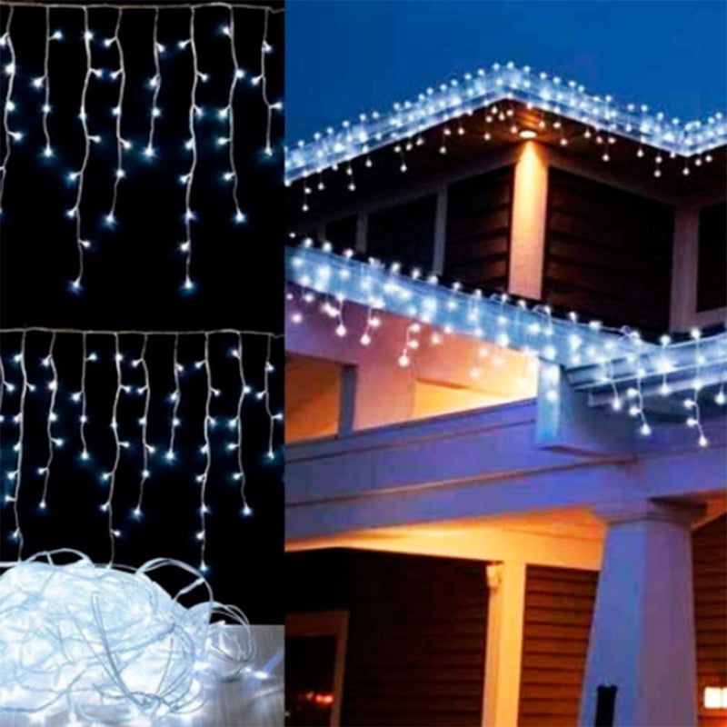 Cordão Pisca Pisca Cascata Led 10M 400 Lampadas 110V 8 Modos Luz Iluminação Natal Casamentos Festas