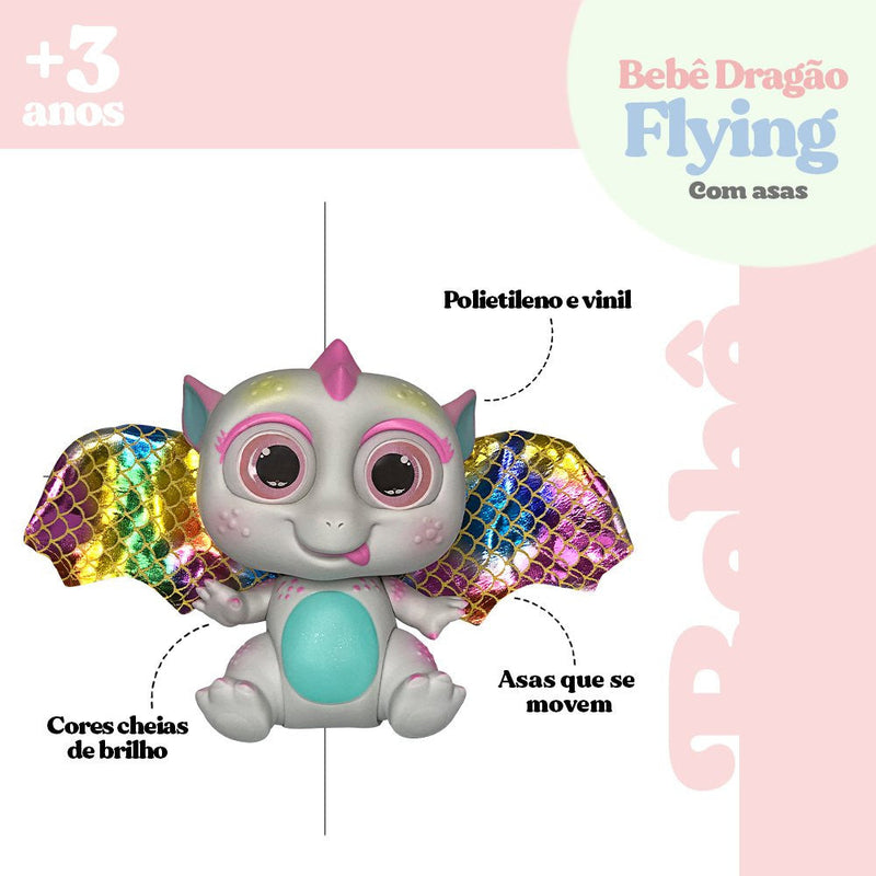 Bebê Dragão Flying Baby Com Asas - Branco - Presente Park