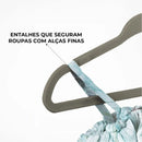 Kit 50 Cabides de Veludo Slim Adulto 45cm Antiaderente Giratório para Blazer Camisa Calça Vestido