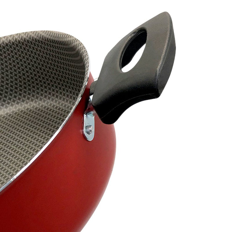 Frigideira Enjoy Reta 24cm Com Tampa de Vidro e Alça - Vermelha - Presente Park