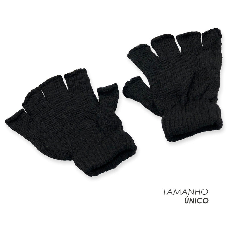 Luva sem Dedos Preto Lisa Tamanho Único - Presente Park