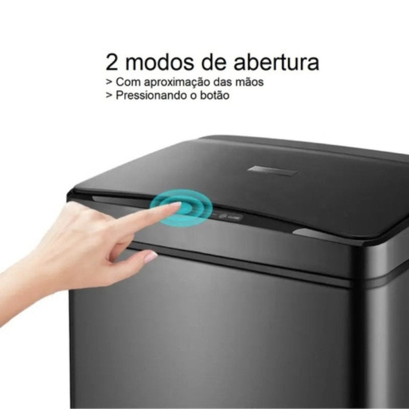 Lixeira Automática Retangular 50 Litros com Sensor Branca - Presente Park